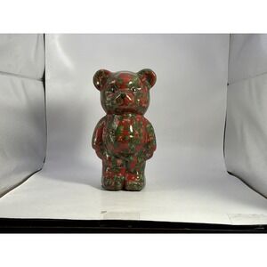 Vintage Joan Baker Design Ceramic Teddy Bear Figurine Decoupage Look 8"x 4.5"